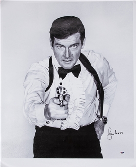 Roger Moore Signed 24x30 James Bond Canvas (PSA/DNA)